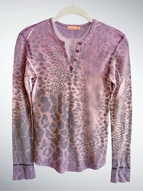 Cut Cute Purple Animal Print V-Neck T-Shirt